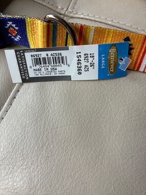 Retriever Large Dog Adjustable Collar in Yellow & Stripes